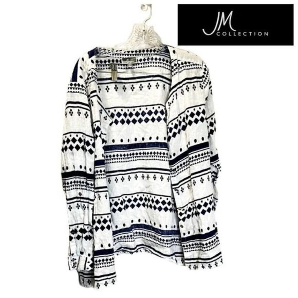 JM Collection Button Down Linen Shirts Long Sleeve Casual Blouses Top
